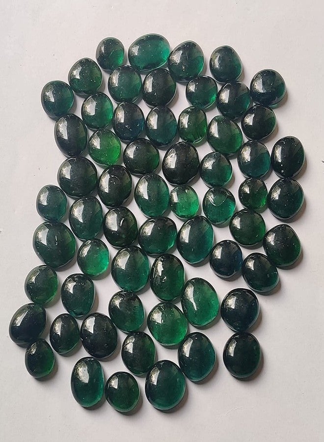 PARAKH Dark Green Flat Round Glass Marble Pebbles for Vase Fillers, Glass Gems Stone, Aquarium Fish Tank, Party Decoration (60 Pcs) - Image 1
